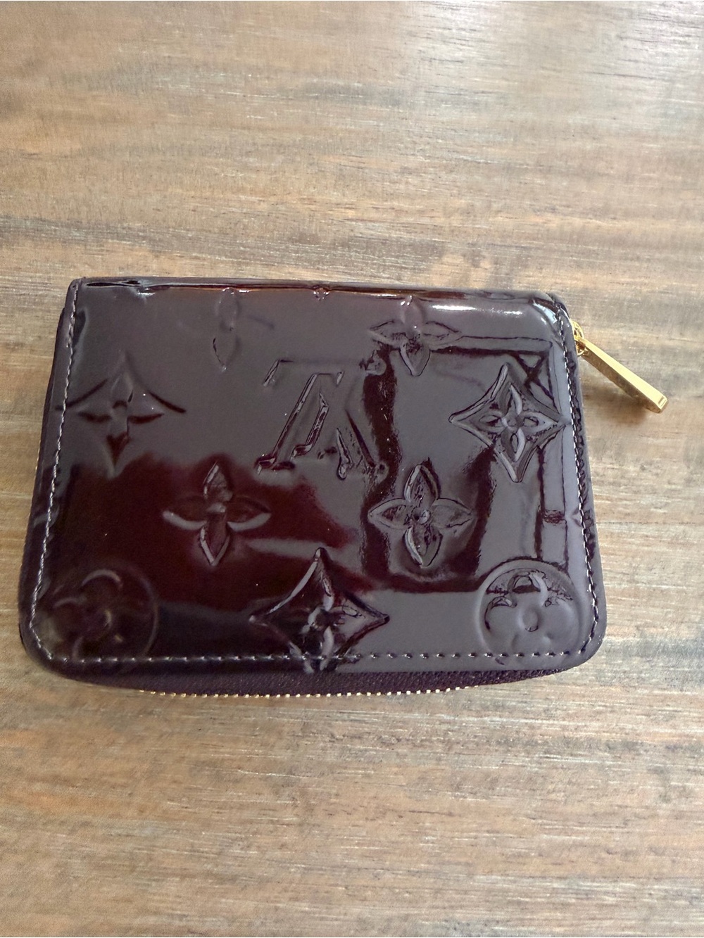 Authentic Louis Vuitton Patent Leather Wallet in Deep Burgandy